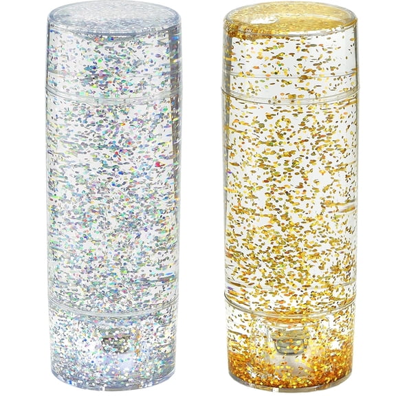Playlearn LED Glitter Lamp Jars Calming Sensory Toy for Kids & Adults, 2 Pack