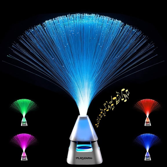 Playlearn USA Fiber Optic Night Lamp with Wireless Speaker Color Changing Sensory Lights, 14