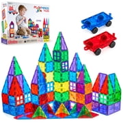 Playmags 100-Piece Magnetic Tiles Building Blocks Set, 3D Magnet Tiles for Kids Boys Girls, Educational STEM Toys for Toddlers