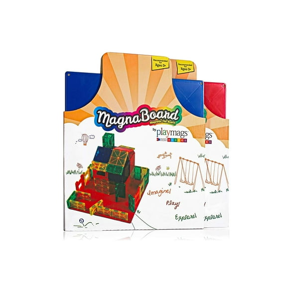 Playmags Building Board - Magnetic Starting Building Plate for Playmags or Other Magnetic Tiles - Great Add on to Any Magnetic Tile Toy - Colors May Vary (1 Pack)
