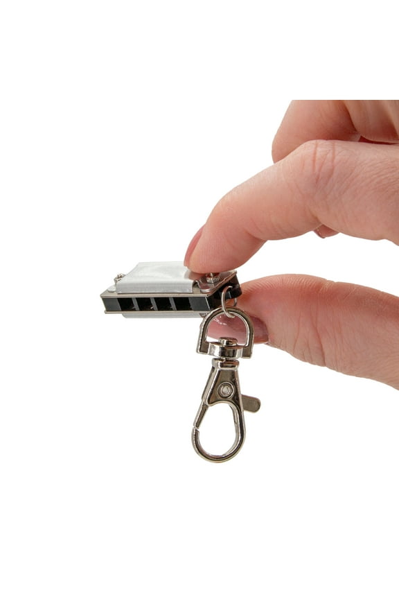Playmaker Toys 9068707 Metal Micro Melodies Tiniest Harmonica Key Chain, Silver - Pack of 12