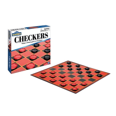 Playmaker Toys Checkers Board Game with Game Board and Pieces 8 Inch Square Compact Box