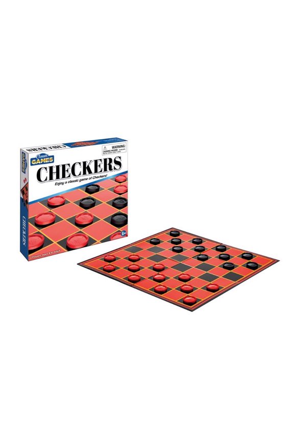 Toys Checkers Board Game with Game Board and Pieces 8 Inch Square Compact Box