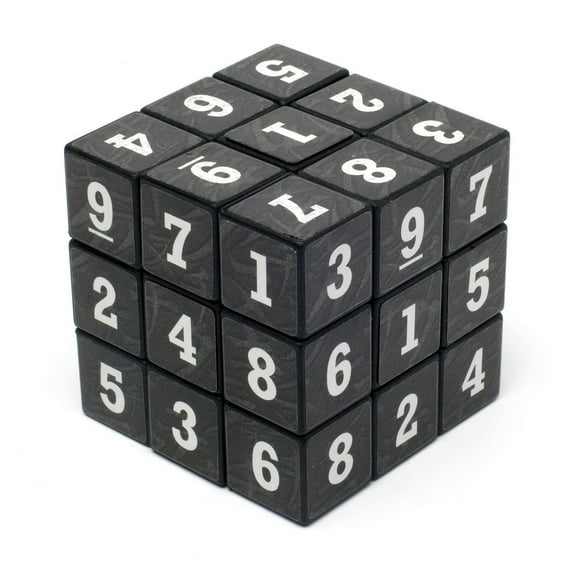 Playmaker Toys Sudoku Numbers Six-Sided Rubics Cube 2.25" Puzzle, Grey