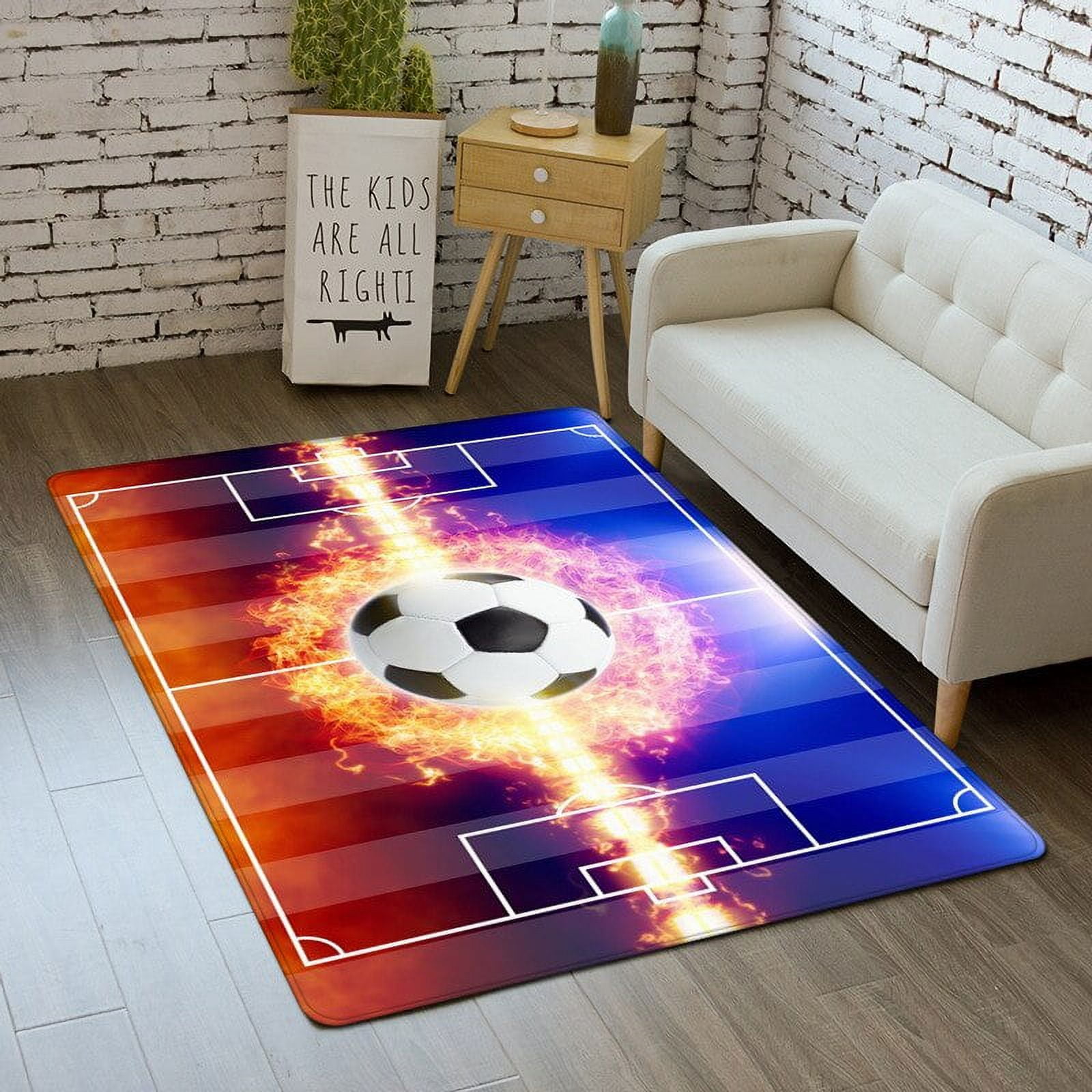 Playmats for Kids Soccer Boys Play Rug Carpet for Home Living Room