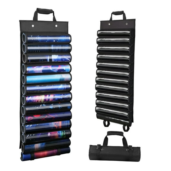 Playmats with Transparent Plastic Slots, Portable Organizer Rack for TCG/RPG Mat (Black)