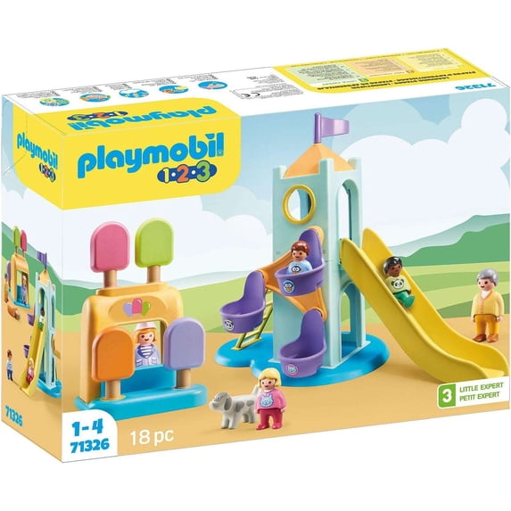 PLAYMOBIL 1.2.3 Adventure Tower with Ice Cream Booth Set 71326, 18 piece playset for toddlers