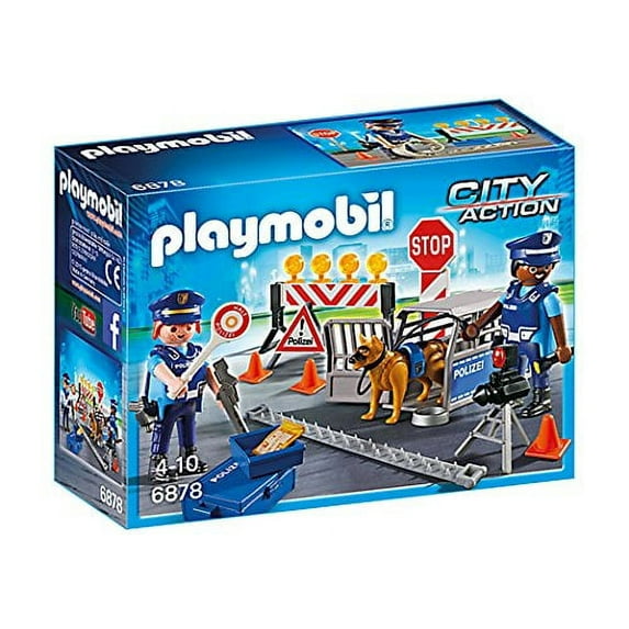 Playmobil 6878 Police Roadblock With Dog Equipment