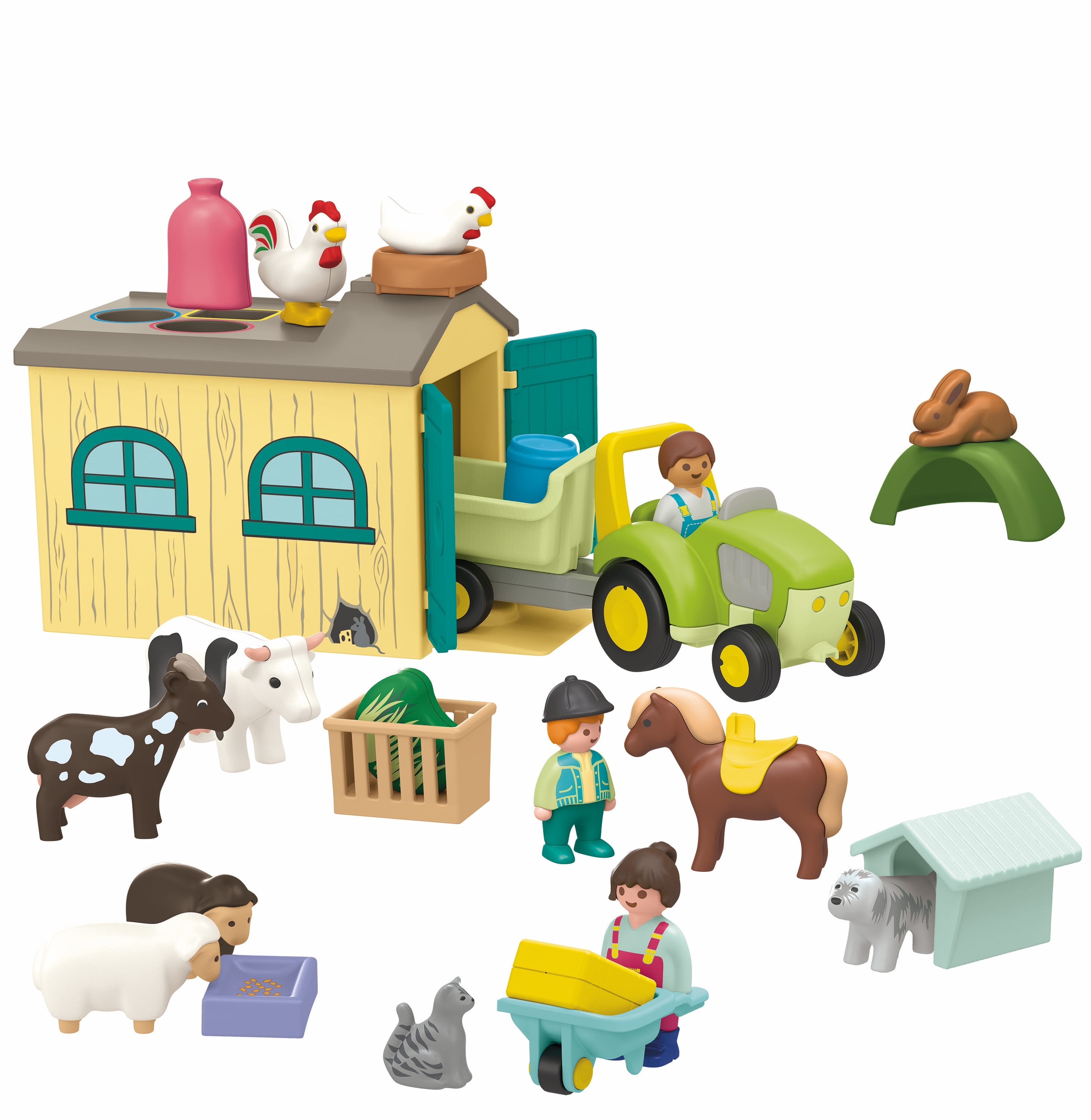PLAYMOBIL JUNIOR: Farm Adventure with Tractor, Trailer, and Animal Friends|Playset for toddlers 1-3