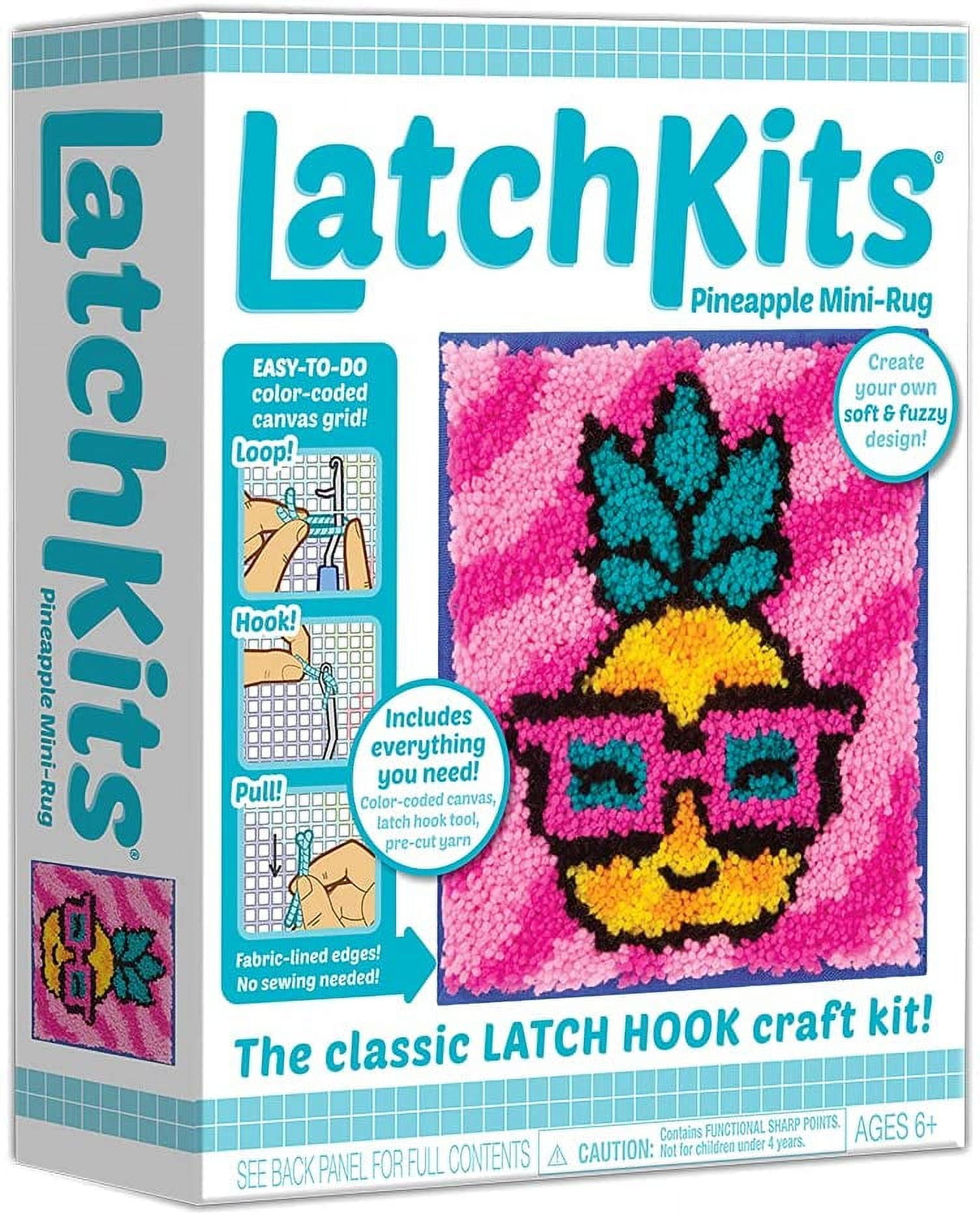 Latch Hook Kits for Kids DIY Rug Sewing Set,Easy to Make Latch Hook Craft  Kit -16x16in Color Preprinted Pattern Design for Adults Girls Beginners