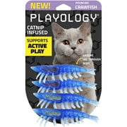 Playology Cat Toys | Catnip Infused Durable Rubber Crawfish 4-Pack | Lifelike Toy for Cats