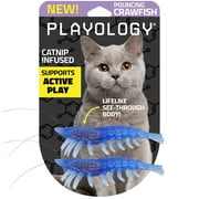 Playology Cat Toys | Catnip Infused Durable Rubber Crawfish, 2-Pack | Toy for Cats