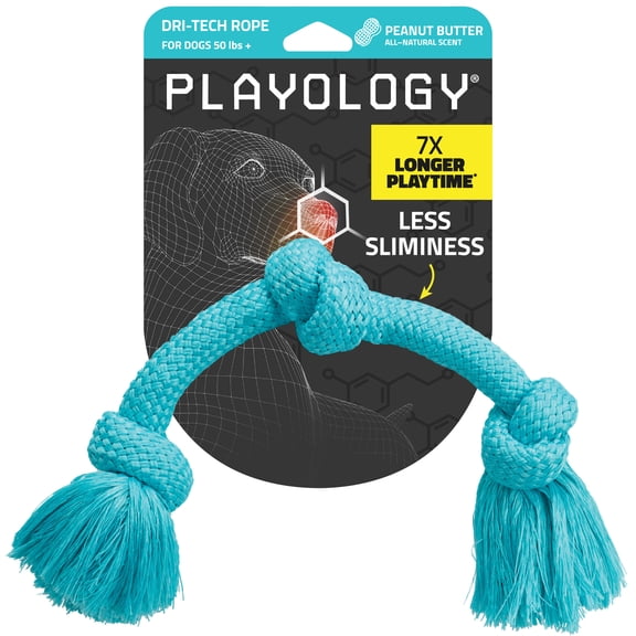 Playology Dog Toys | Durable Dri-Tech Rope, Peanut Butter Scented Tug of War Toy - Jumbo