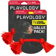 Playology Dog Toys | Durable Dri-Tech Rope, Beef Scented Tug of War Toy - Small, 2-Pack