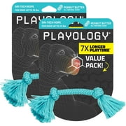 Playology Dri-Tech Rope, Value 2-Pack Peanut Butter Scented Blue Dog Toy for Small Dogs