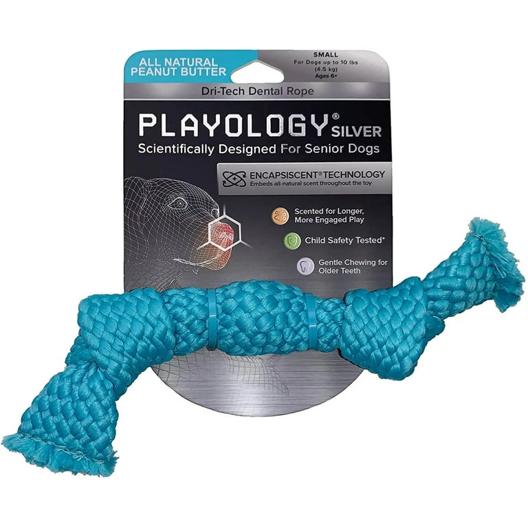 Playology Dri-Tech Dental Rope Peanut Butter Scented Dog Toy Playology Dri-Tech Dental Rope Peanut Butter Scented Dog Toy