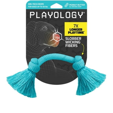 Playology Dri-Tech Rope, Peanut Butter Scented Blue Dog Toy for Medium Dogs