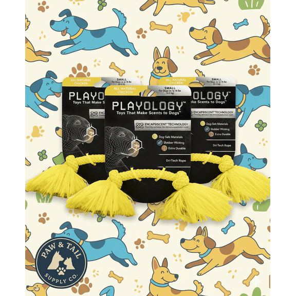 Playology Dri-Tech Rope Dog Toy All Natural Chicken Scent, Small 3PCK