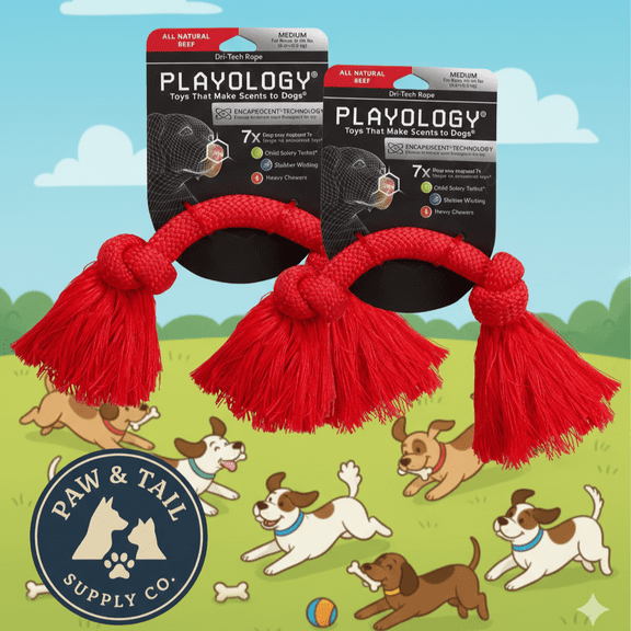 Playology Dri-Tech Rope Dog Toy Beef Scent, Medium Aggressive Chewers 2PCK Wholesale Bundle!