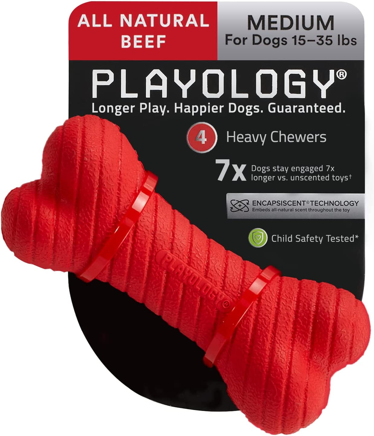 Playology Puppy Teething Bone Beef Dog Toy, X-Small