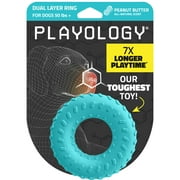 Playology Dog Toys | Durable Chew Toy Dual Layer Ring, Peanut Butter Scented Toy - Jumbo