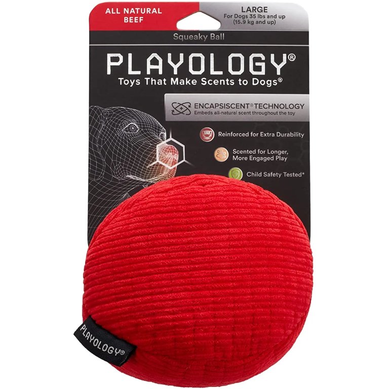 Playology Plush Herding Beef Ball Dog Toy, Small