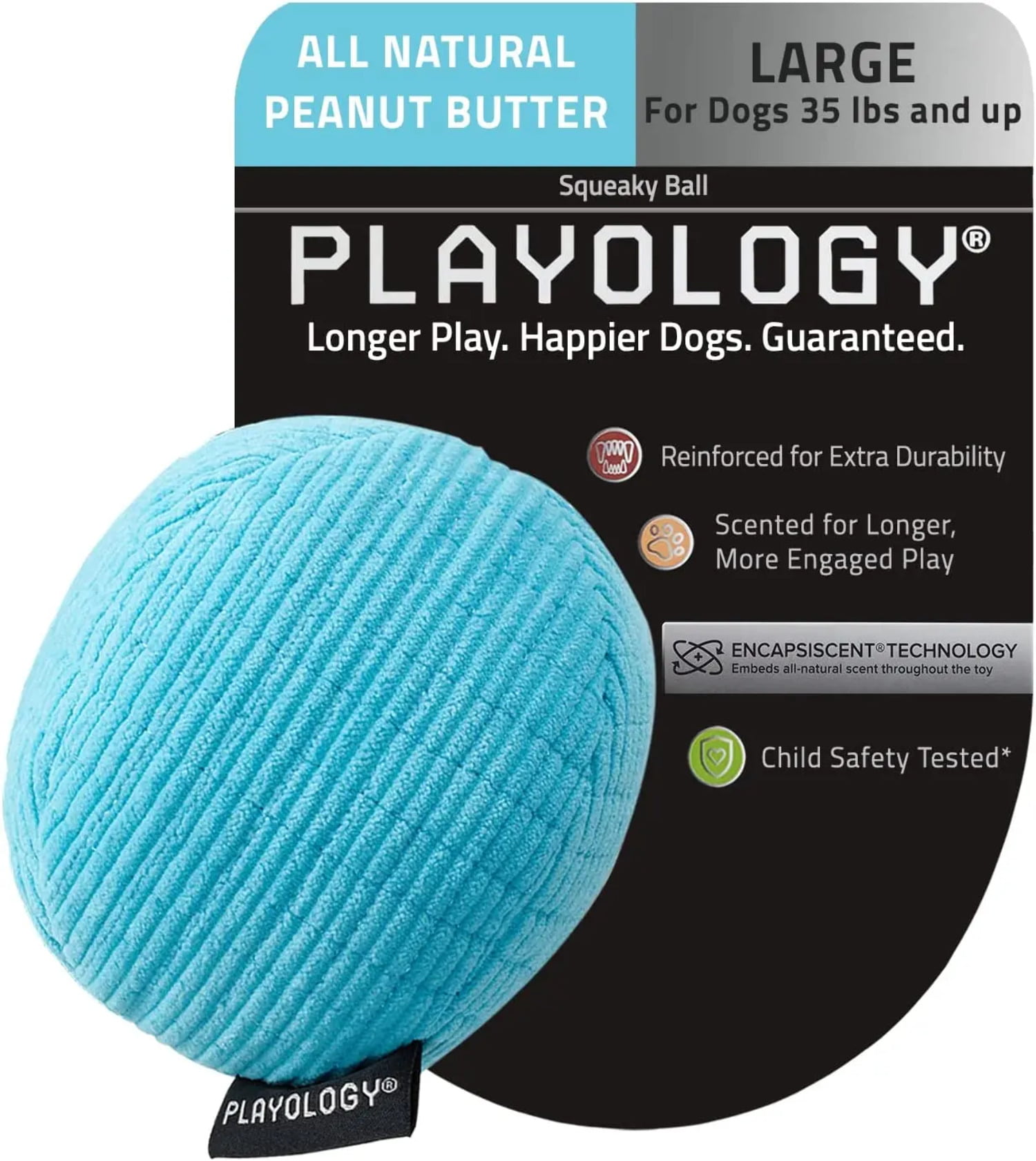 Playology Plush Ball Peanut Butter Scented Dog Toy - Small