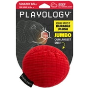 Playology Dog Toys | Plush Squeaky Ball, Beef Scented Toy - Jumbo
