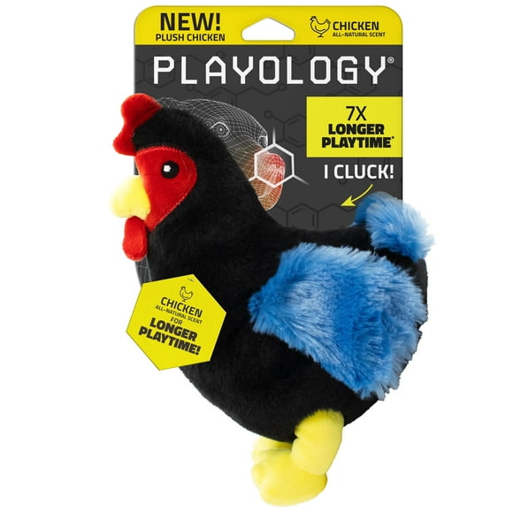 Playology Plush Hen, Chicken Scented Dog Toy for Medium Dogs
