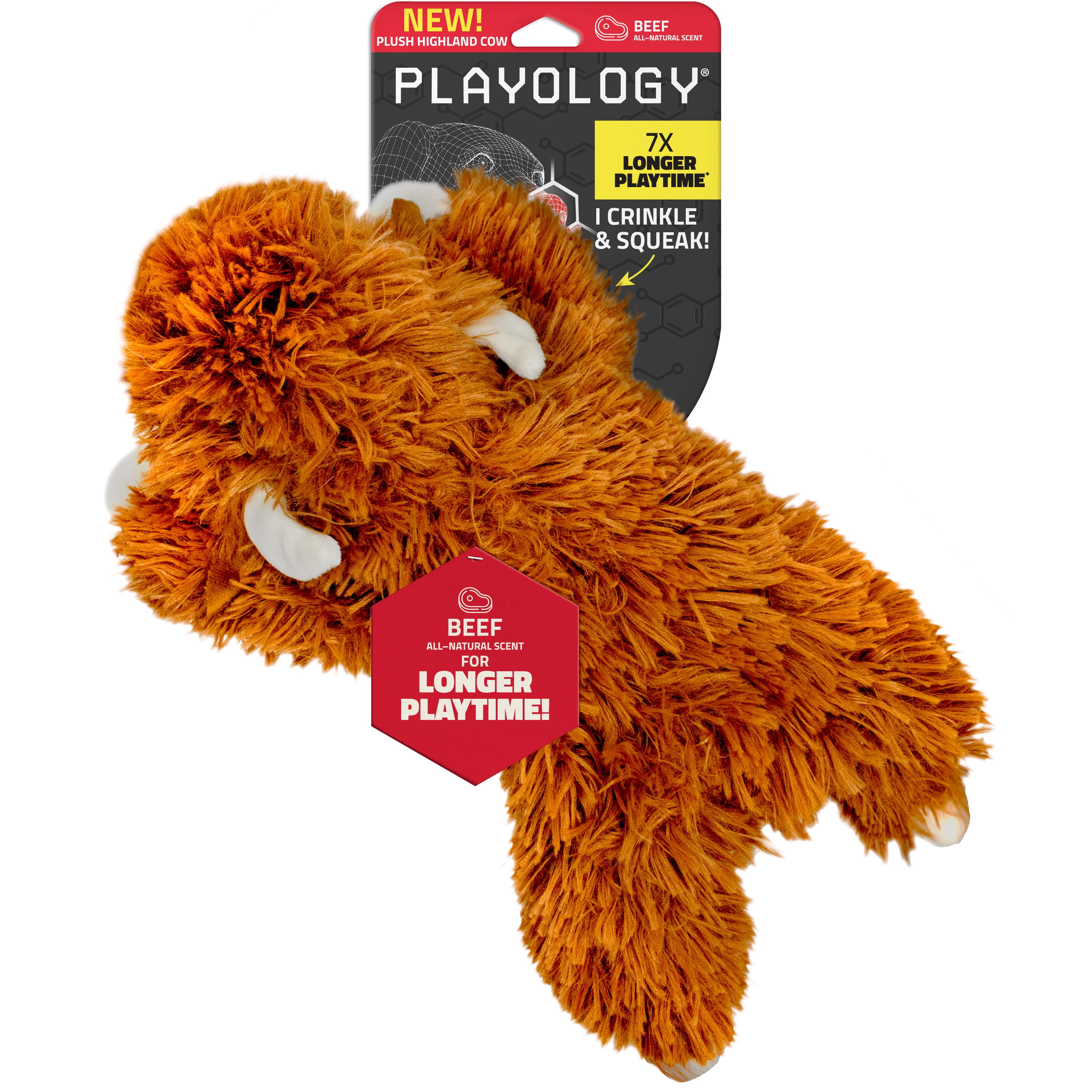 Playology Dog Toys | Interactive Stuffed Animal Cow, Beef Scented Toy, Jumbo