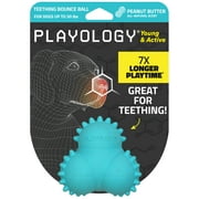 Playology Dog Toys | Puppy Teething Toy Bounce Ball, Peanut Butter Scented Toy, Medium