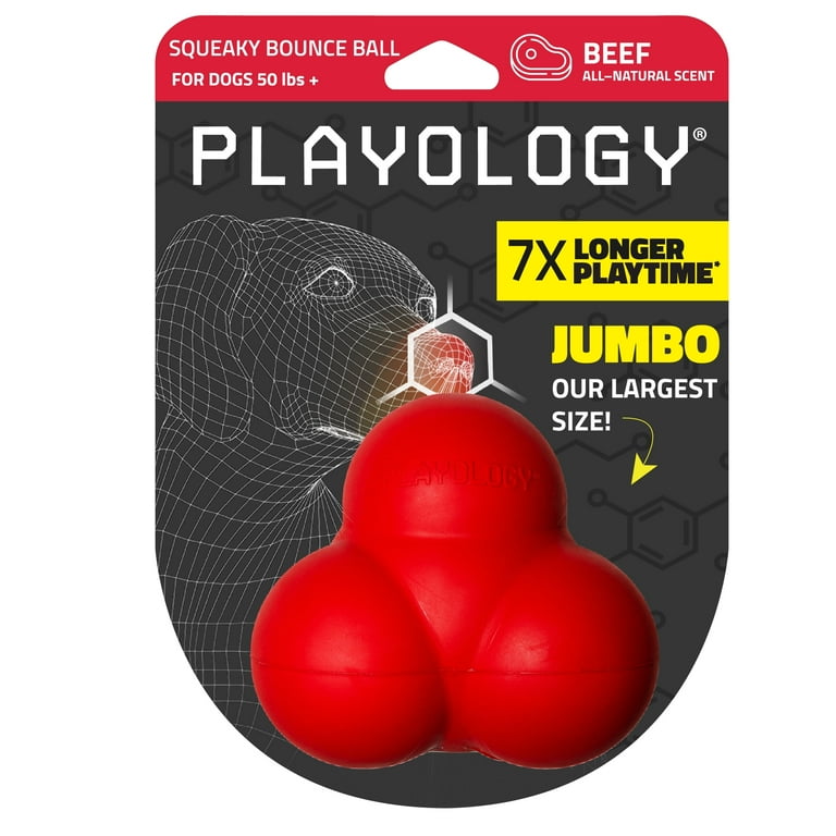 Playology Squeaky Bounce Ball Beef Scented Dog Toy Playology Squeaky Bounce Ball Beef Scented Dog Toy