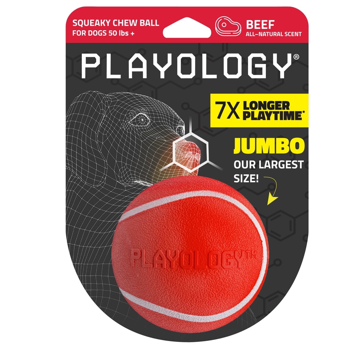 Playology Squeaky Bounce Ball Beef Scented Dog Toy Playology Squeaky Bounce Ball Beef Scented Dog Toy