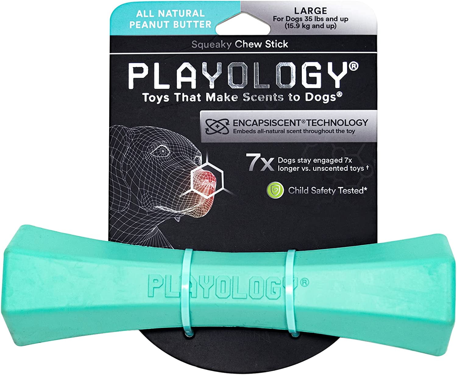 Non Toxic Chew Toys For Dogs Playology Squeaky Chew Stick Dog Toy - All-Natural Peanut Butter Scent