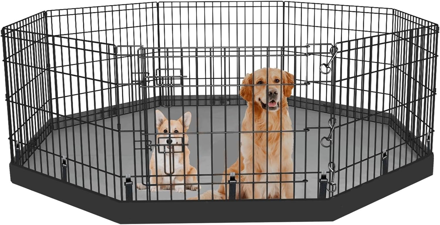 Playpen Bottom Pad Fits for 24 Inch 8 Panels Regular Octagon Metal Exercise Pet Playpen,  Crate Pad Puppy Playpen Pad. (Note: Playpen Not Included) -PureBlack