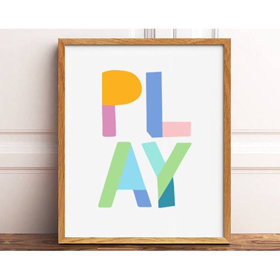 Playroom Decor, Play Quote, Playroom Art, Playroom Wall Art, Play Room Decor, Pastel Colors Art Wall Art, Modern Wall Decor, 8x12 UNFRAMED