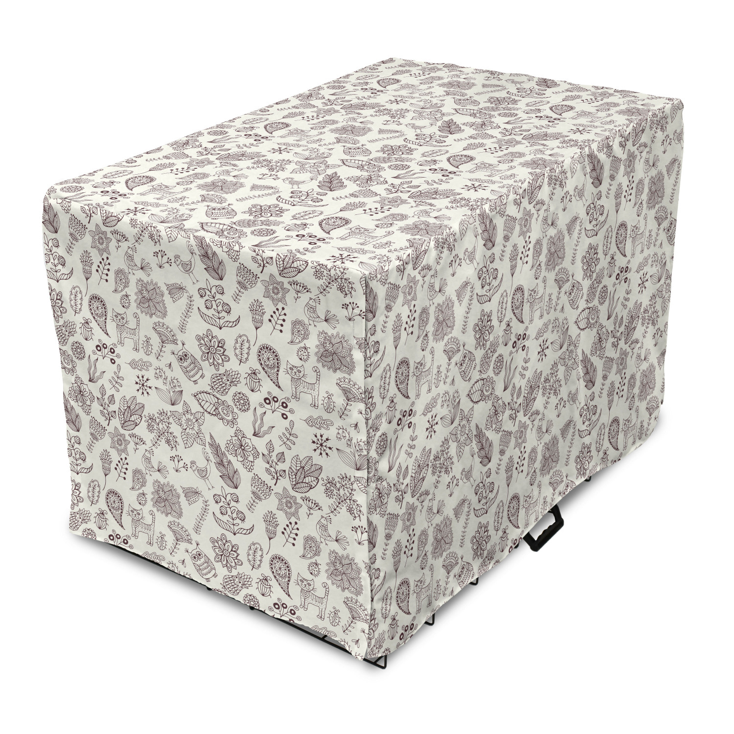 Playroom Dog Crate Cover, Nature Themed Owl Cat Bird Bluebells Tulips ...