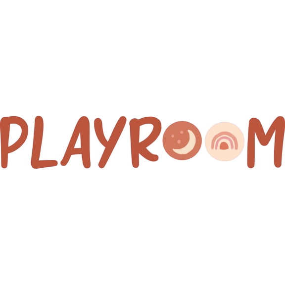 Playroom Logo with Soccer and Basketball Balls Design Vinyl Wall Decal - Entrance Banner Word Art for Kid's Play Room Wall Decoration - 30" x 6"