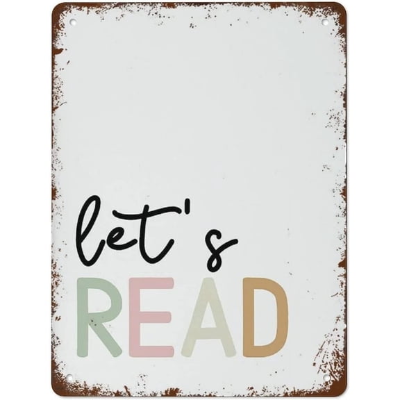 Playroom Metal Tin Signs Vintage Playroom Posters Lets Read Lets Play Poster Wall Art Funny Sign Home Bar Cafe Farm Decor Gifts Sign Plaque Size: 8 x 12 inch
