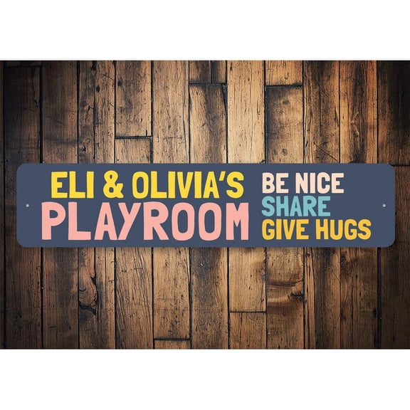 Playroom Novelty Decor, Metal Wall Sign - 4x18 Inches