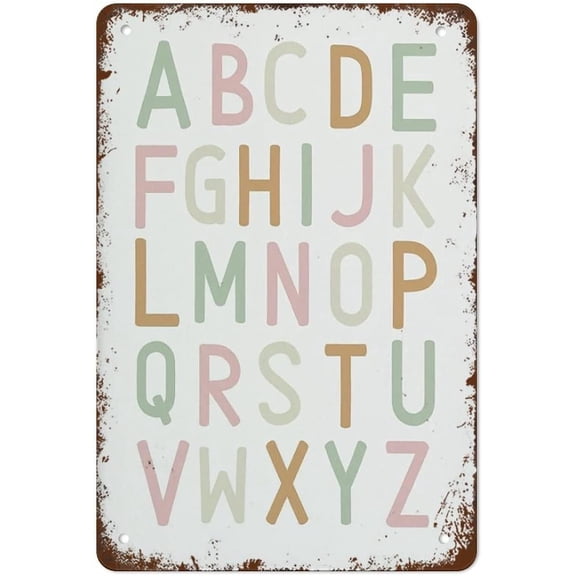 Playroom Posters Playroom Decor Metal Tin Signs Vintage ABC Wall Art Poster Funny Sign Home Bar Cafe Farm Decor Gifts Sign Plaque (Aluminum) Size: 8 x 12 inch