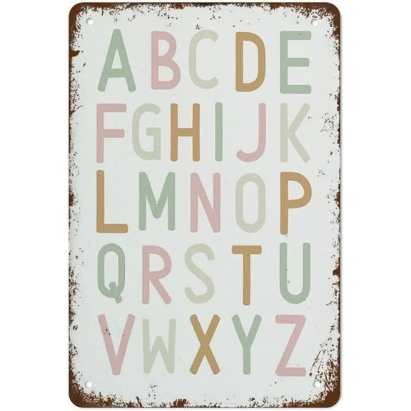 Playroom Posters Playroom Decor Metal Tin Signs Vintage ABC Wall Art Poster Funny Sign Home Bar Cafe Farm Decor Gifts Sign Plaque Size: 8 x 12 inch