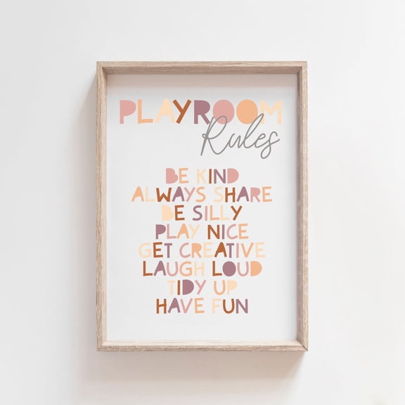 Playroom Rules Girls Bedroom Wall Art Print