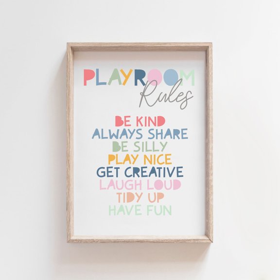 Playroom Rules Rainbow Wall Art Print
