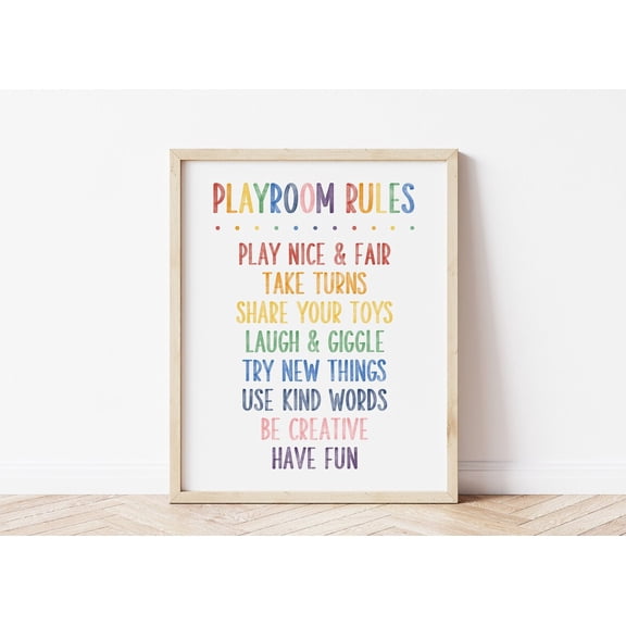 Playroom Rules Rainbow Wall Poster