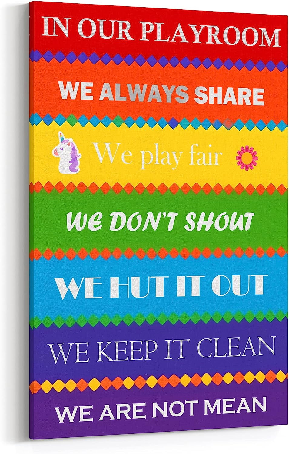 Playroom Rules Sign, Childrens Wall Art, Kids Room Decor, Rainbow ...