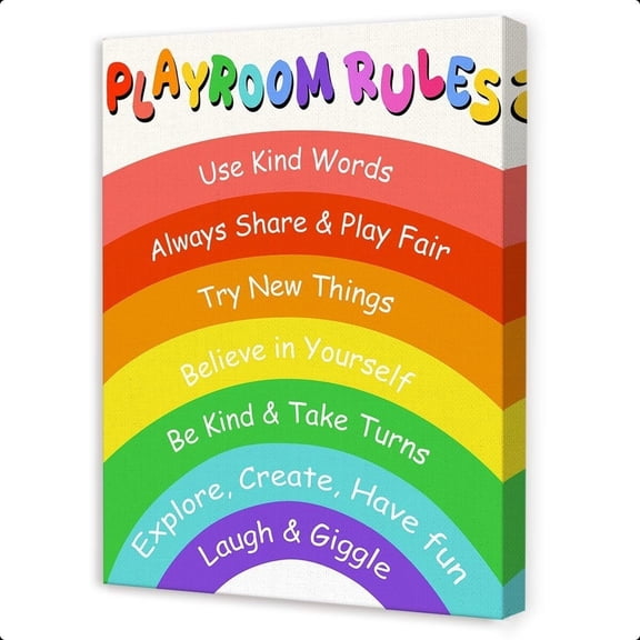 Playroom Rules Wall Decor,Inspirational Wall Art for Kids,Playroom Canvas Wall Decor for Classroom Nursery poster