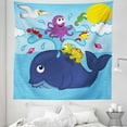 thumbnail image 1 of Playroom Tapestry, Marine Gang Octopus Crab Turtle Seahorse Pacific Sun Underwater Ocean Playroom Design, Fabric Wall Hanging Decor for Bedroom Living Room Dorm, 5 Sizes, Multicolor, by Ambesonne, 1 of 1