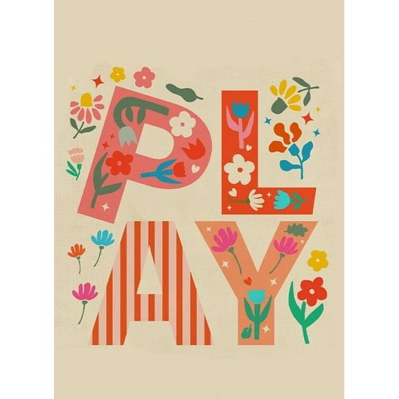 Playroom Wall Art Floral Play Poster Wall Decor Colourful Flowers Picture Poster  for Toddler Girls Playroom Bedroom Nursery poster