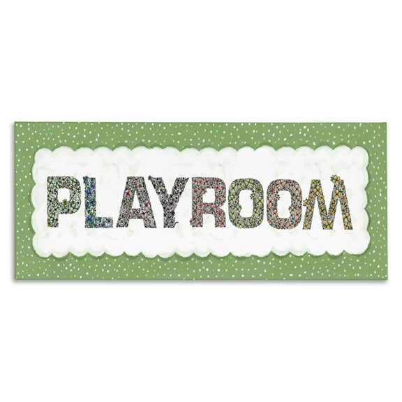 Stupell Industries Playroom with Green Border Canvas Wall Art, design by Jennifer Stith, 10 x 24